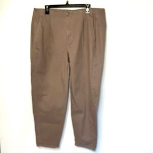 Eileen Fisher pleated relaxed fit cropped pants organic cotton elastane tan 16